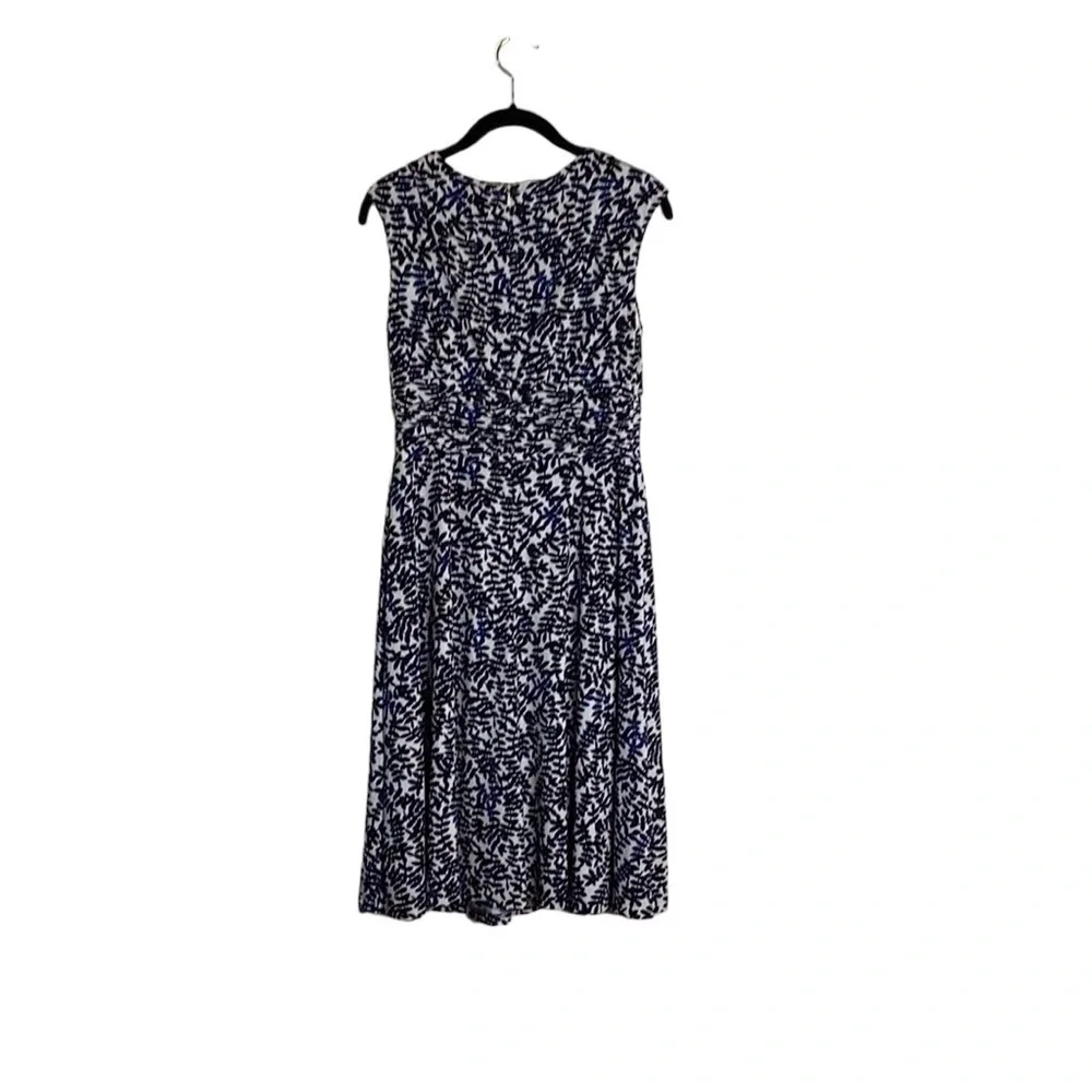 Jones Wear Sleeveless Navy/White  Polyester Business Casual Print Dress Size 8 - Picture 7 of 12